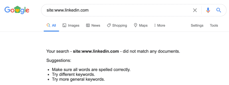 Oops, LinkedIn temporarily drops out of Google Search